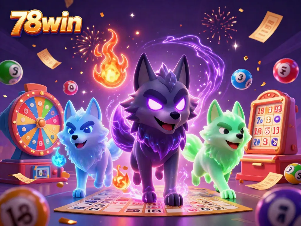 Engage with high-stakes action at 78win featuring colorful lottery balls and dynamic casino elements.